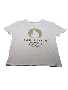 Paris Olympics 2024 Official White with Olympic Rings Size Large